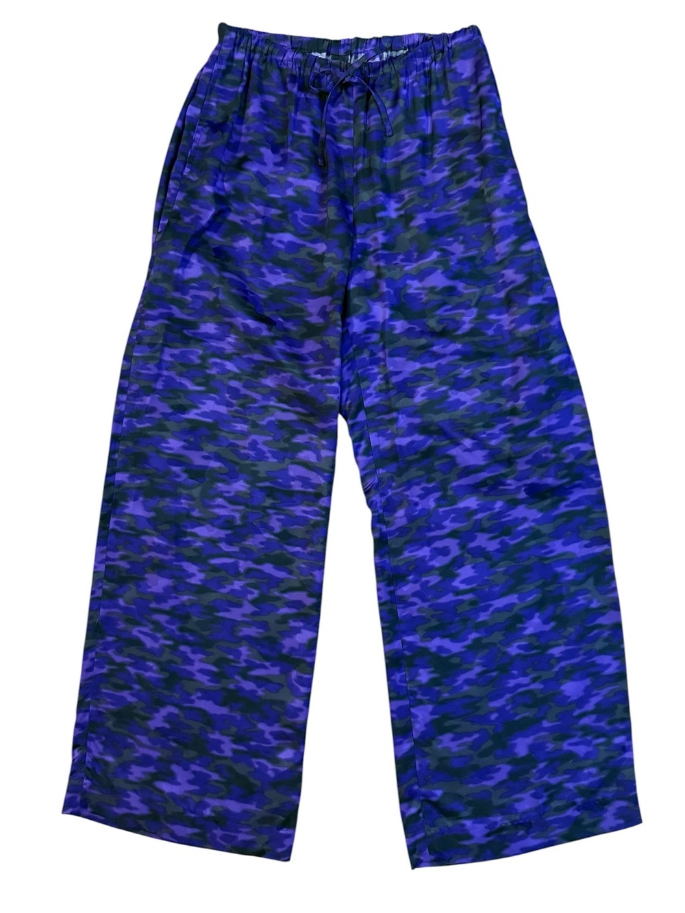 Dries Van Noten Purple Camo Print Wide Leg Pants Size 38/6